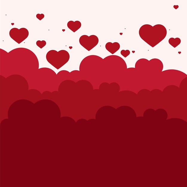 Fondo rojo del modelo de la nube del corazón del vector