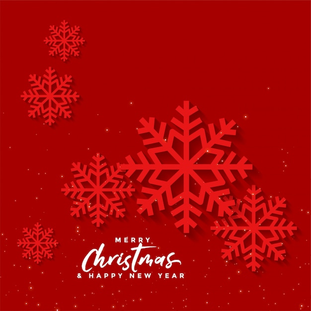 Vector gratuito fondo rojo de navidad con copos de nieve