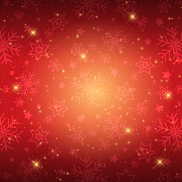 Fondo rojo de navidad de copos de nieve