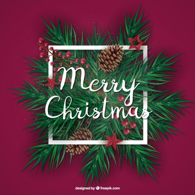 Fondo rojo de navidad con ornamentos realistas 