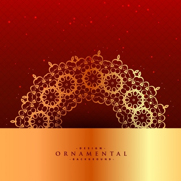 Vector gratuito fondo rojo con ornamento dorado