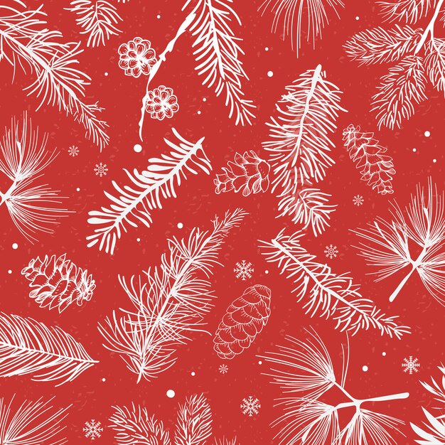 Fondo rojo con vector de decoración de invierno