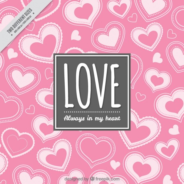 Fondo romántico con corazones rosas decorativos