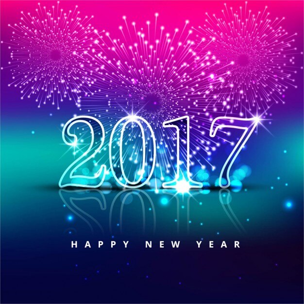 Fondo rosa, azul y púrpura con números de cristal para año nuevo