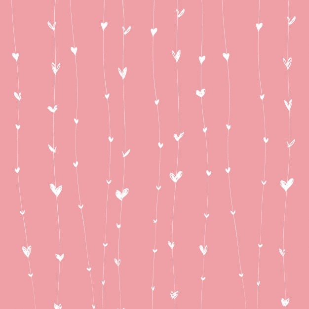 Fondo rosa con corazones blancos sobre líneas