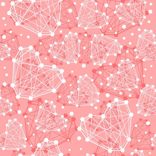 Fondo rosa de corazones geométricos