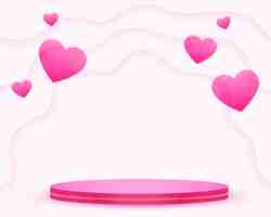 Vector gratuito fondo rosa de feliz san valentín con plataforma de podio 3d