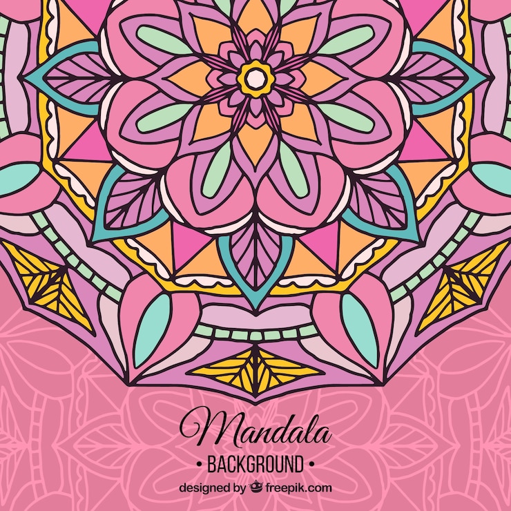 Vector gratuito fondo rosa de mandala dibujado a mano
