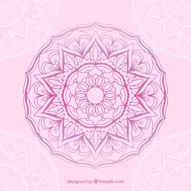 Fondo rosa con mandala dibujado a mano