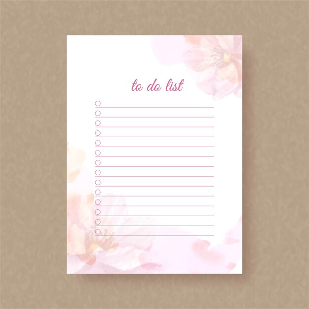 Fondo rosa de la plantilla de fondo de la lista de tareas pendientes
