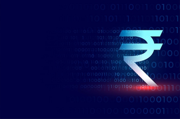 Fondo de rupia digital con códigos numéricos binarios