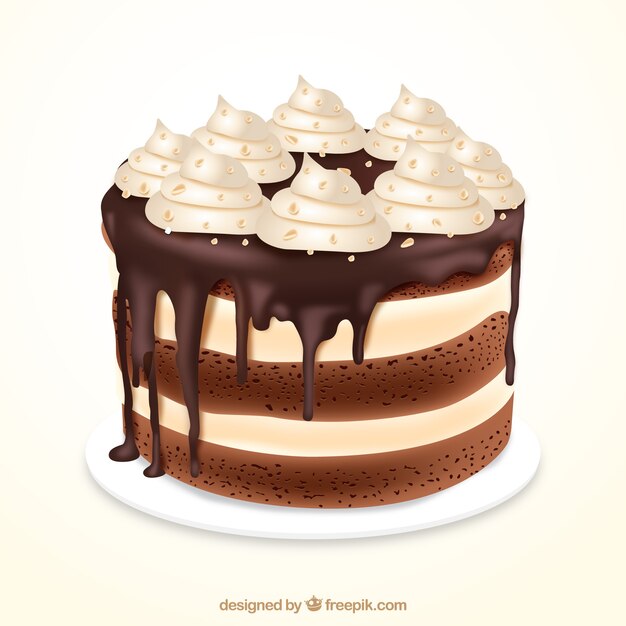 Fondo de sabrosa tarta en estilo realista