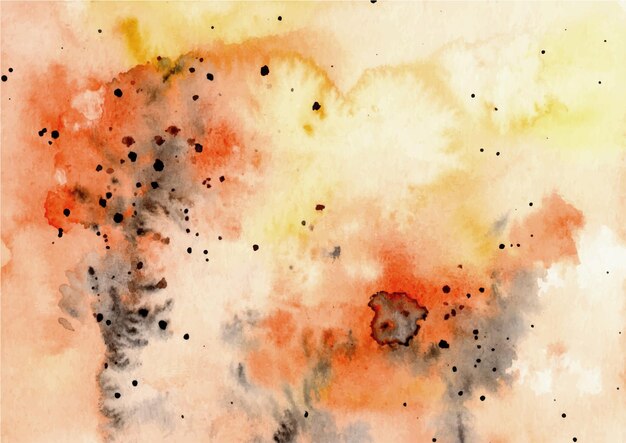Fondo de salpicaduras abstracto amarillo naranja con acuarela