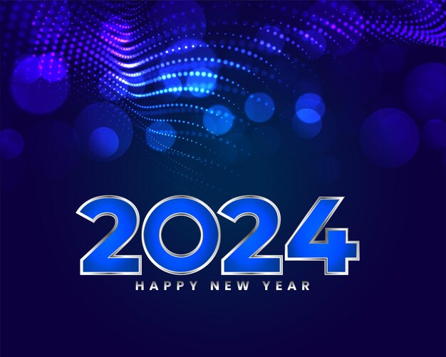 Fondo de saludo de año nuevo 2024 con vector de efecto de semitono