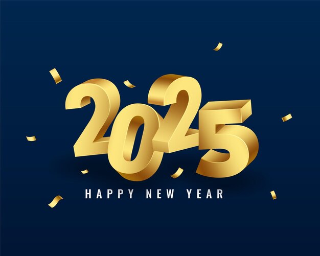fondo de saludo de año nuevo 3d dorado 2025 con confeti