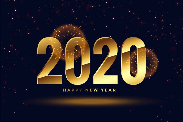 Fondo de saludo de celebración de año nuevo dorado 2020