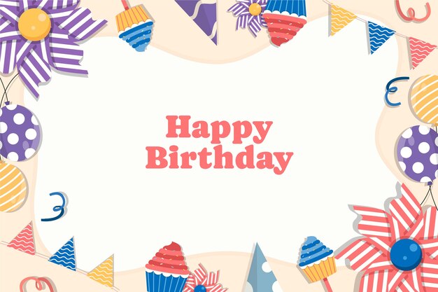 Fondo de saludo de cumpleaños dibujado a mano