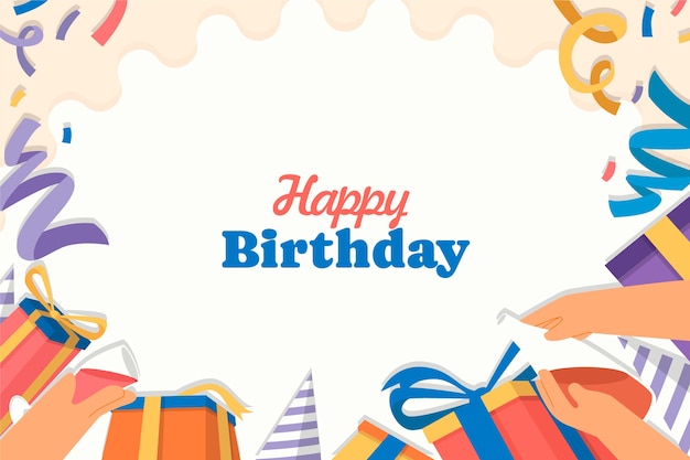 Fondo de saludo de cumpleaños dibujado a mano
