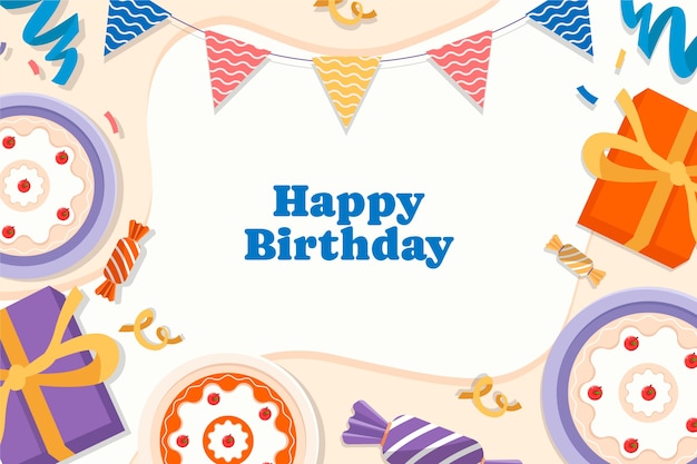 Fondo de saludo de cumpleaños dibujado a mano