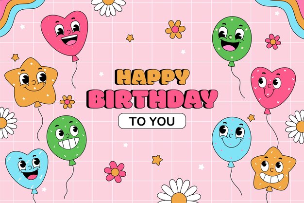 Fondo de saludo de cumpleaños dibujado a mano