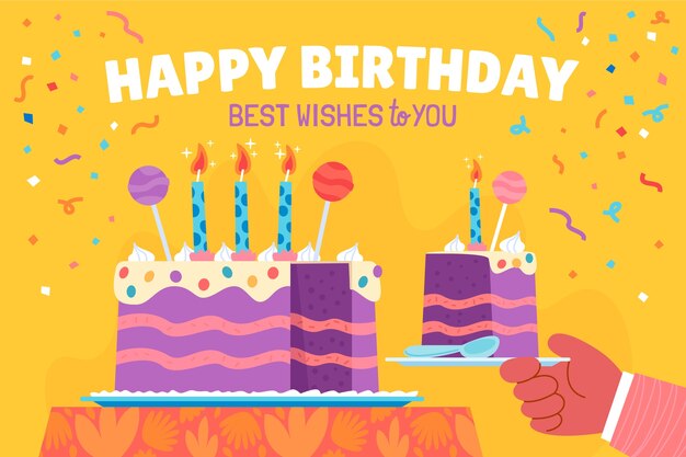 Fondo de saludo de cumpleaños dibujado a mano