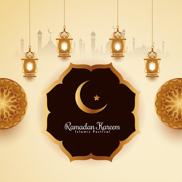 Fondo de saludo del festival islámico tradicional de Ramadan Kareem