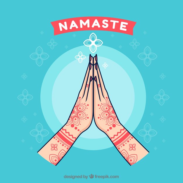 Fondo de saludo namaste dibujado a mano 