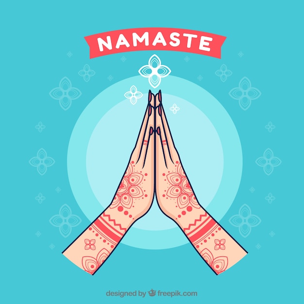 Fondo de saludo namaste dibujado a mano 