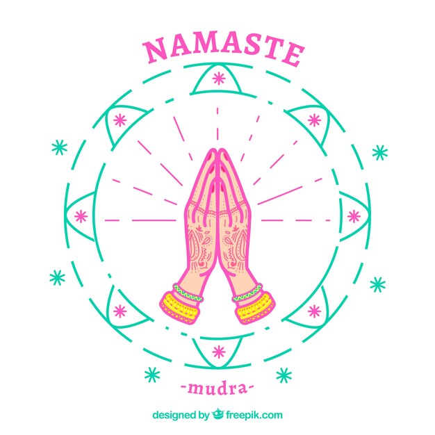 Fondo de saludo namaste dibujado a mano 