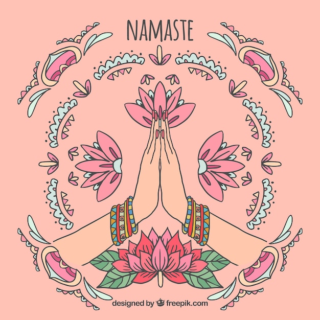 Vector gratuito fondo de saludo namaste con ornamentos