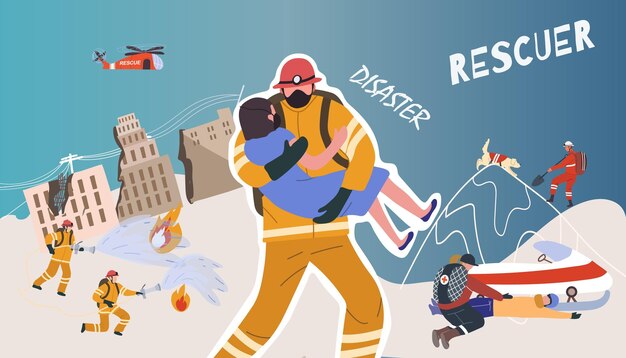 Fondo de salvador con símbolos de accidente y seguridad ilustración vectorial plana