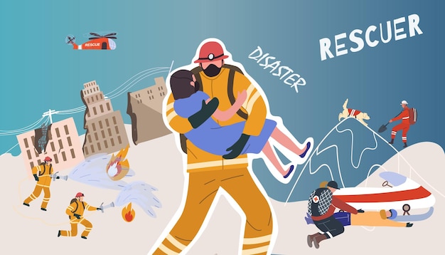 Fondo de salvador con símbolos de accidente y seguridad ilustración vectorial plana