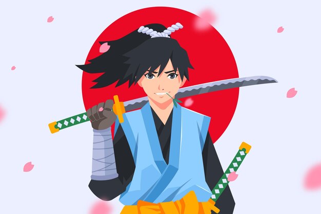 Fondo samurai de diseño plano