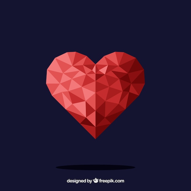Fondo de san valentin con corazón poligonal