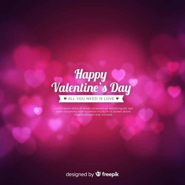 Fondo san valentín corazones brillantes borrosos