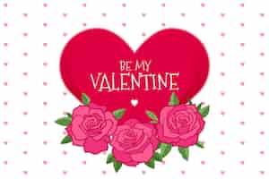 Vector gratuito fondo de san valentín dibujado a mano con rosas y corazón