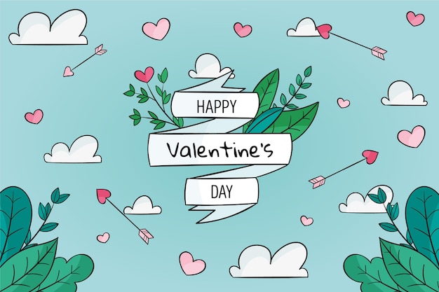 Vector gratuito fondo de san valentín dibujado a mano