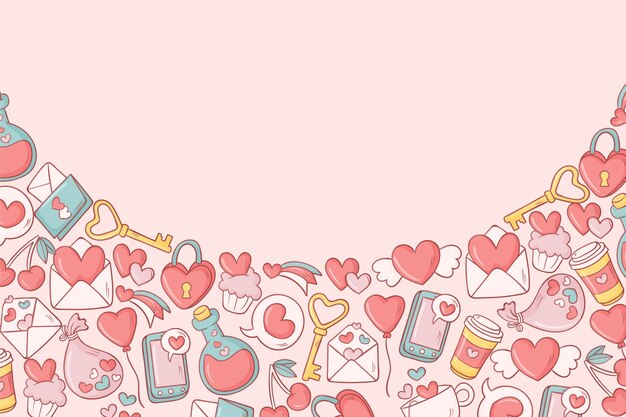 Fondo de san valentín dibujado a mano