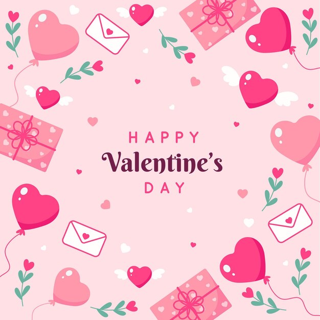 Fondo de san valentín en diseño plano