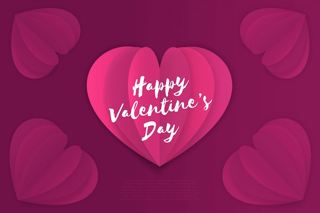 Vector gratuito fondo de san valentín en estilo de papel.