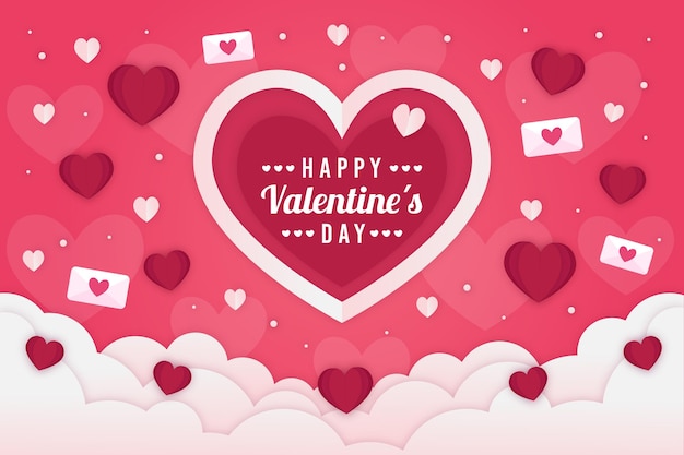 Fondo de San Valentín en estilo papel.