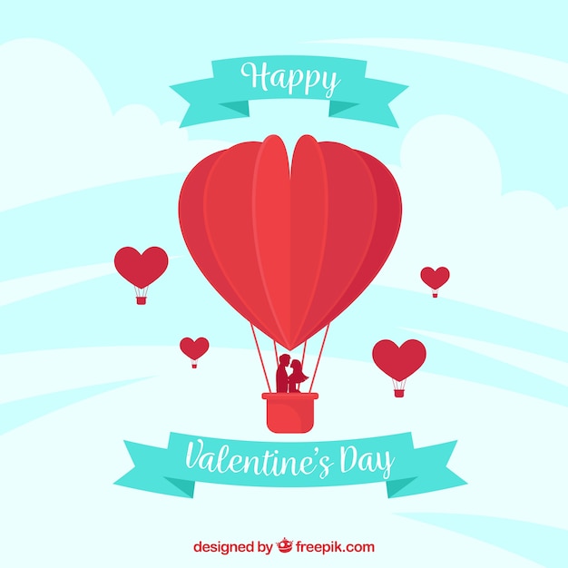 Vector gratuito fondo de san valentin con globo de corazón