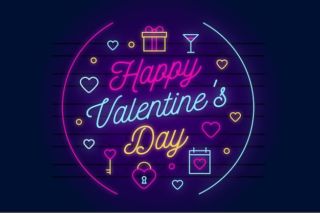 Vector gratuito fondo de san valentín de neón