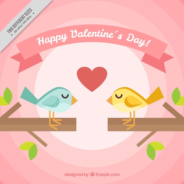 Vector gratuito fondo de san valentín de pájaros amorosos