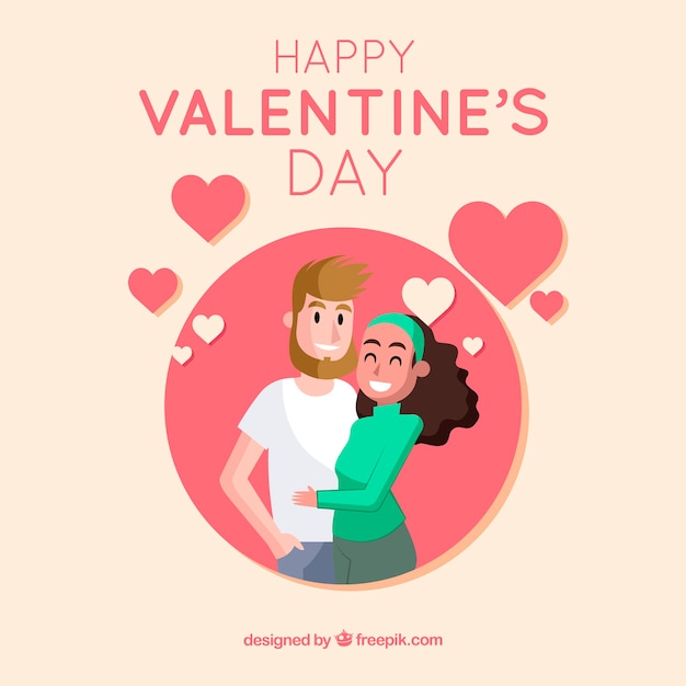 Vector gratuito fondo de san valentín con pareja jóven