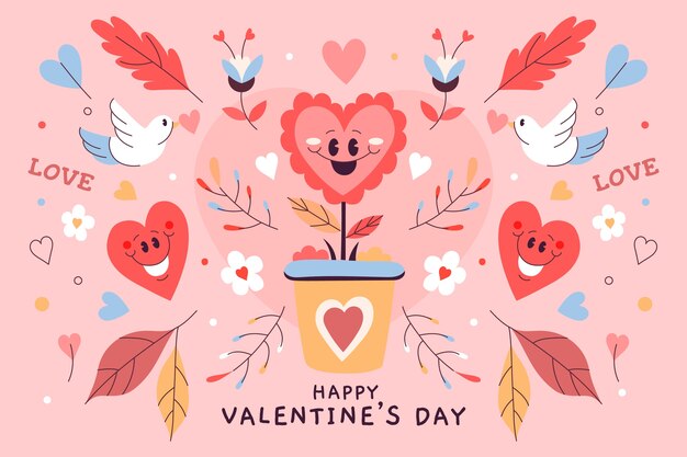 Fondo de san valentín plano