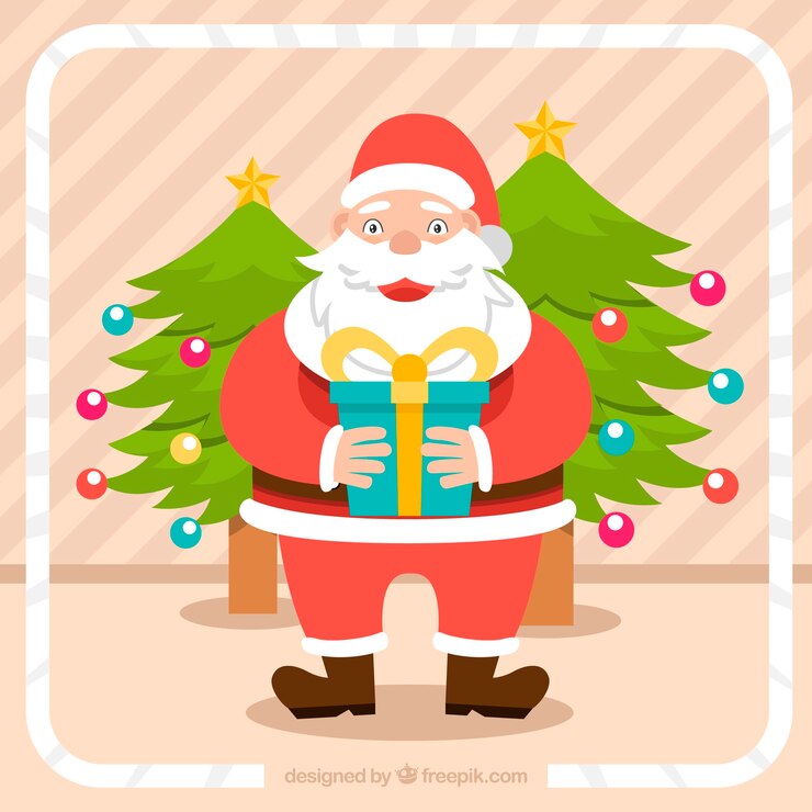 Vector gratuito fondo de santa claus con árboles de nieve