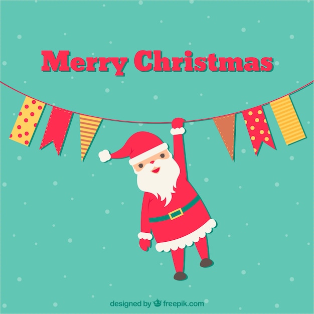 Fondo de Santa Claus colgando de una cuerda
