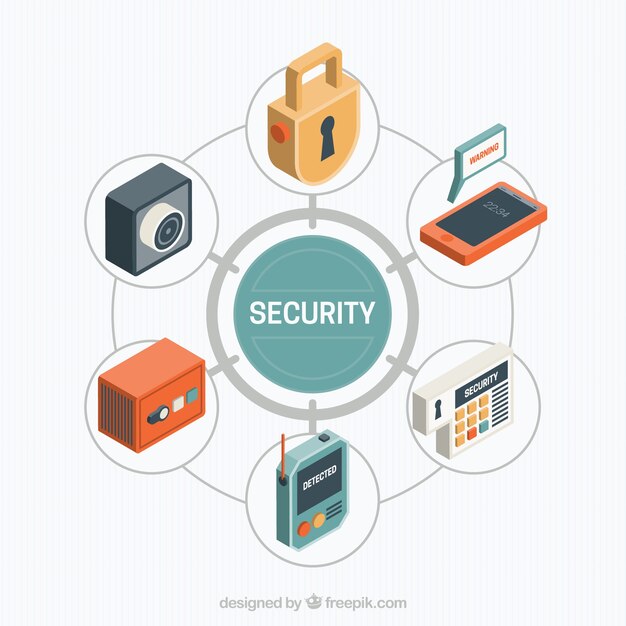 Fondo de seguridad en diseño isométrico