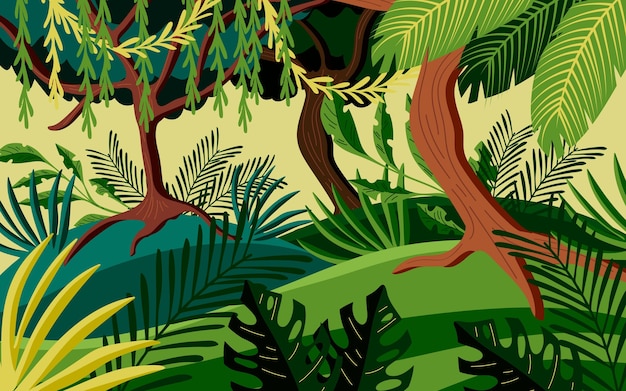 Vector gratuito fondo de selva detallada